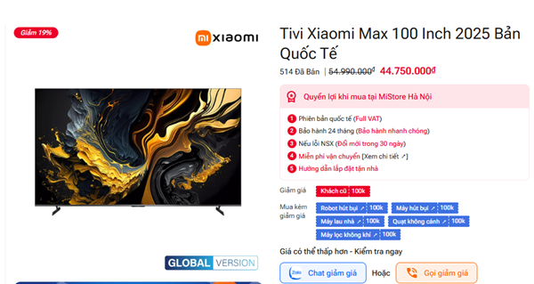 tivi xiaomi rot gia khong tuong vao mua black friday 5 trieu da rinh ngay cuc pham loai 100 inch giam hon 10 trieu 5